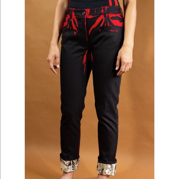 Prada graphic print jeans with comic strip ankle cuffs. - Picture 4 of 5